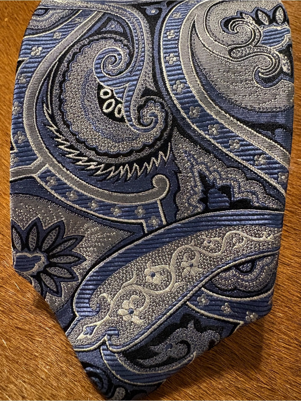 Robert Talbott Blue and Silver Paisley Silk Tie